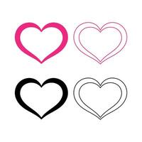 Doodle Style Heart Set Of Four vector
