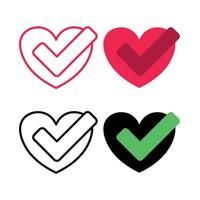Heart With Check Mark Set vector