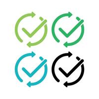 Circle Cycle Arrows With Check Mark Set vector