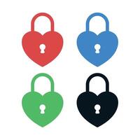 Simple Heart Lock Set Of Four vector