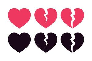 Heart And Broken Hearts Set vector