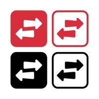 Two Way Arrows Square Buttons Set vector
