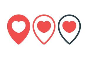 Location Pin Hearts Multiple Styles Set vector