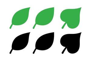 Simple Leaf Set Black And Green vector
