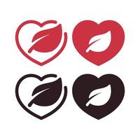 Heart With Leaf Set vector