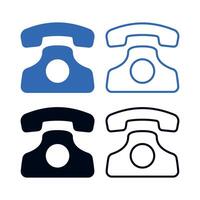 Landline Phones Flat And Outline Set vector