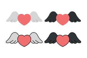 Heart With Wings Set Of Four vector