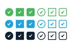 Check Marks Set Circles And Sqaures vector