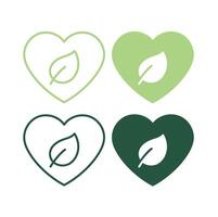 Heart With Leaf Set of Four vector