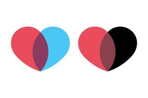 Overlapping Multiple Colour Hearts Set Of Two vector