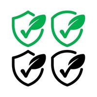 Shield With Check Mark Leaf vector