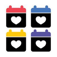 Abstract Calendars With Hearts Set Multiple Colours vector