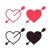 Heart With Arrow Through Set vector