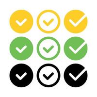 Check Mark Circles Yellow Green And Black Set vector