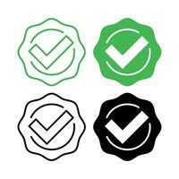 Check Mark Approval Stickers Set Of Four vector