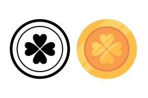 Coin With Four Leaf Clover vector
