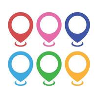 Location Pins With Circles Multiple Colours Set vector