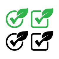 Leaf Check Mark Circle And Square Set vector