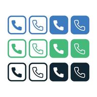 Phone Call Contact Squares Set vector