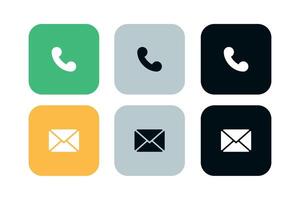 Phone Call And Email Squares Set vector