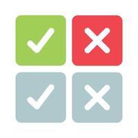 Check Mark And Cross Squares Set Of Four vector