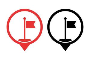 Loction Pin With Flag Set Of Two vector