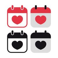 Calendar With Heart Set Of Four vector