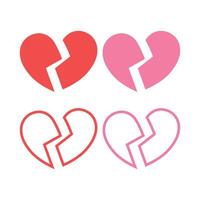 Broken Heart Split Apart Set Of Four vector