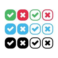 Check And Cross Rounded Style Set vector