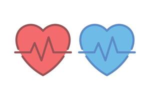 Heart With Heartbeat Blue And Red vector
