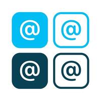 Mail At Sign Squares Set Of Four vector