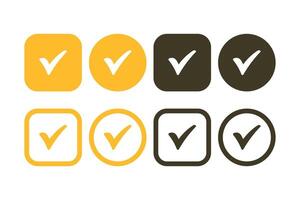 Check Mark Circles And Squares Yellow Set vector