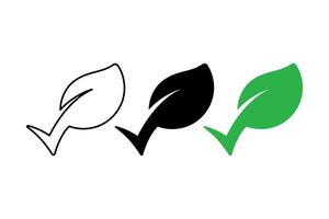 Leaf Check Mark Multiple Styles Set vector