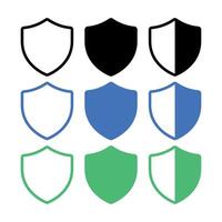 Shields Set Black Blue And Green vector