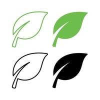 Simple Leaf Set Of Four Outline And Flat vector