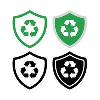 Shield With Recycle Sign Set vector