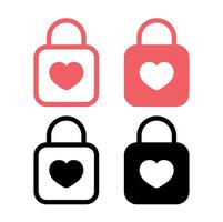 Heart Lock Simple Set vector