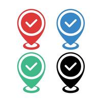 Location Pin Check Marks Set vector
