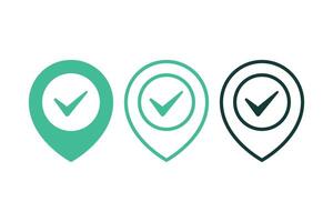 Locaton Pin Check Mark Set Of Three vector