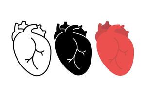 Realistic Heart Outline Flat Glyph vector