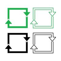 Recycle Arrows Square Style Set vector