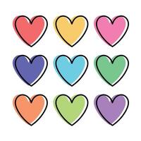 Hearts Multiple Offset Colours Set vector