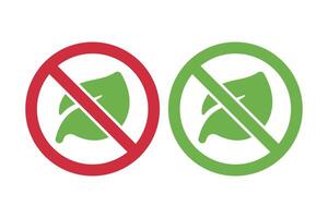 No Sign With Leaf Green And Red vector