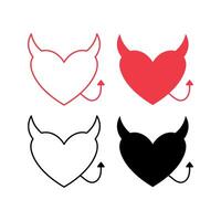Devil Heart Set of Four vector