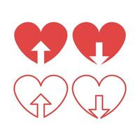 Hearts Up And Down Flat And Outline vector