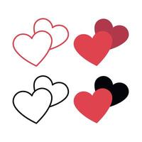 Double Heart Set Of Four Multiple Styles vector