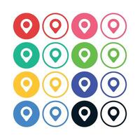 Location Pins Circles Multiple Colours Set vector