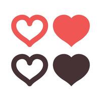 Heart Set Of Four With Thick Outline vector