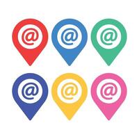 At Sign Location Pins Set vector
