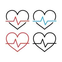 Heartbeat With Heart Outline Multiple Colours vector